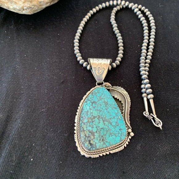 Men's Navajo Turquoise Necklace Pendant Length 20 - Picture 6 of 12